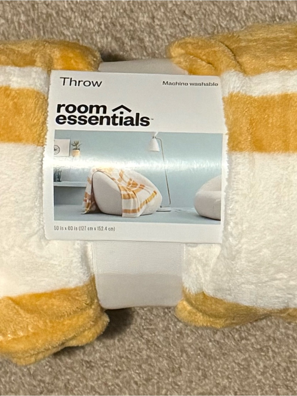 Room Essentials Yellow & White Striped Cozy Throw